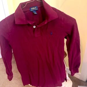 Boys size 7 Polo long sleeve- Maroon